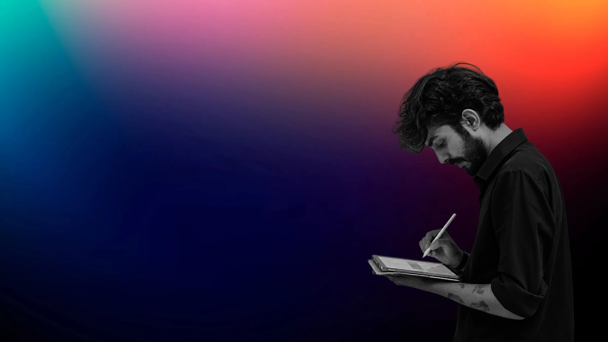 Harshit Khicher sketching on an iPad